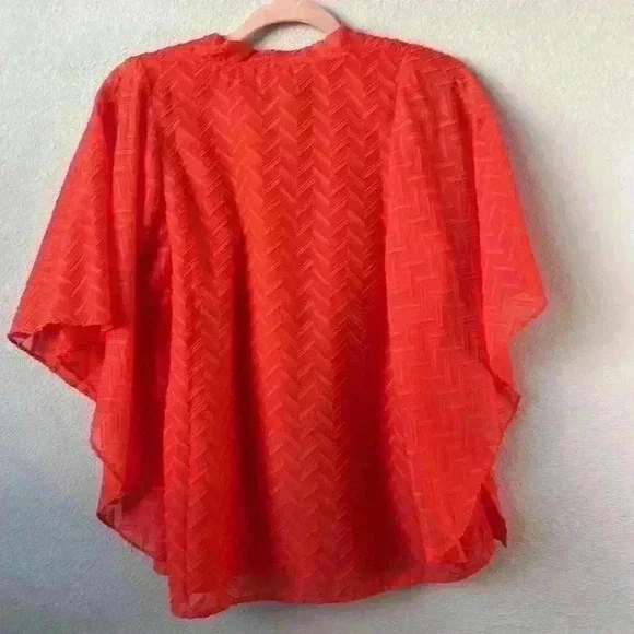 VINCE CAMUTO- NWT Orange Citrus Splash Ruffled Sleeves Blouse Sz Small - Picture 9 of 15